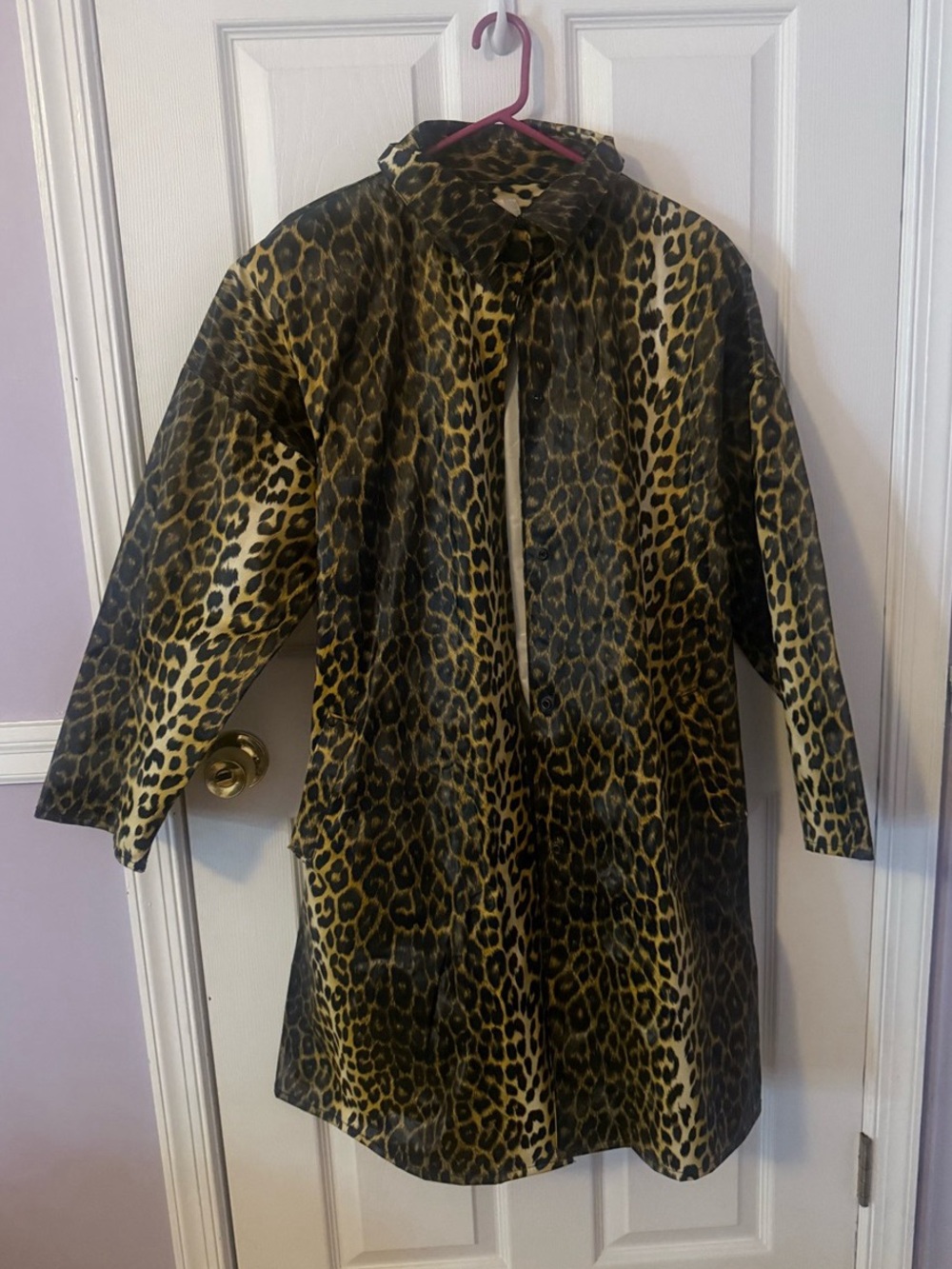 Kenn Sporn Wippette Leopard Print Vinyl Rain Coat Size Medium